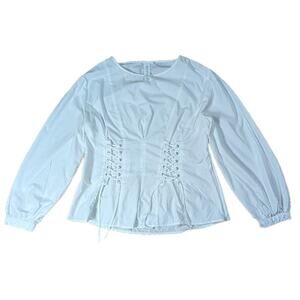 NWOT Anthropologie Guest Editor Lace Up Corset Style White Blouse Top